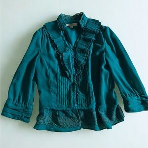 Elegant Teal Ruffled Blouse